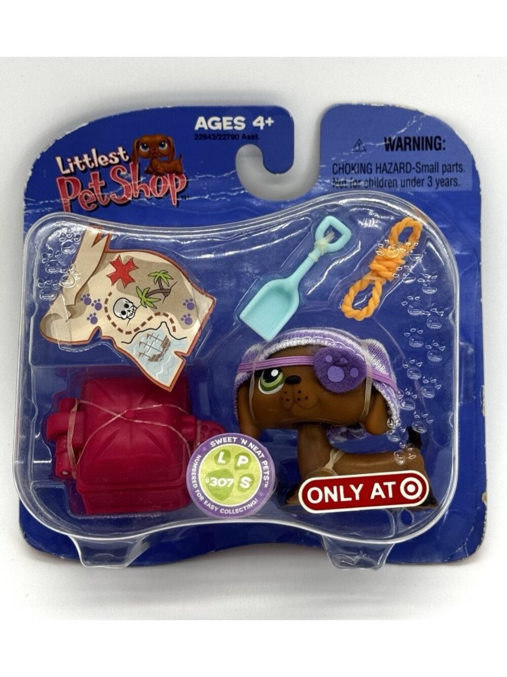 Littlest Pet Shop NIB Pirate Dachshund # 307 Target Exclusive Damaged Box